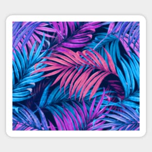 Vintage Palm Leaves blue and pink Sticker